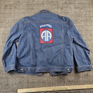 1980s 1990s XL New 82nd airborne division embroidered hood jean jacket